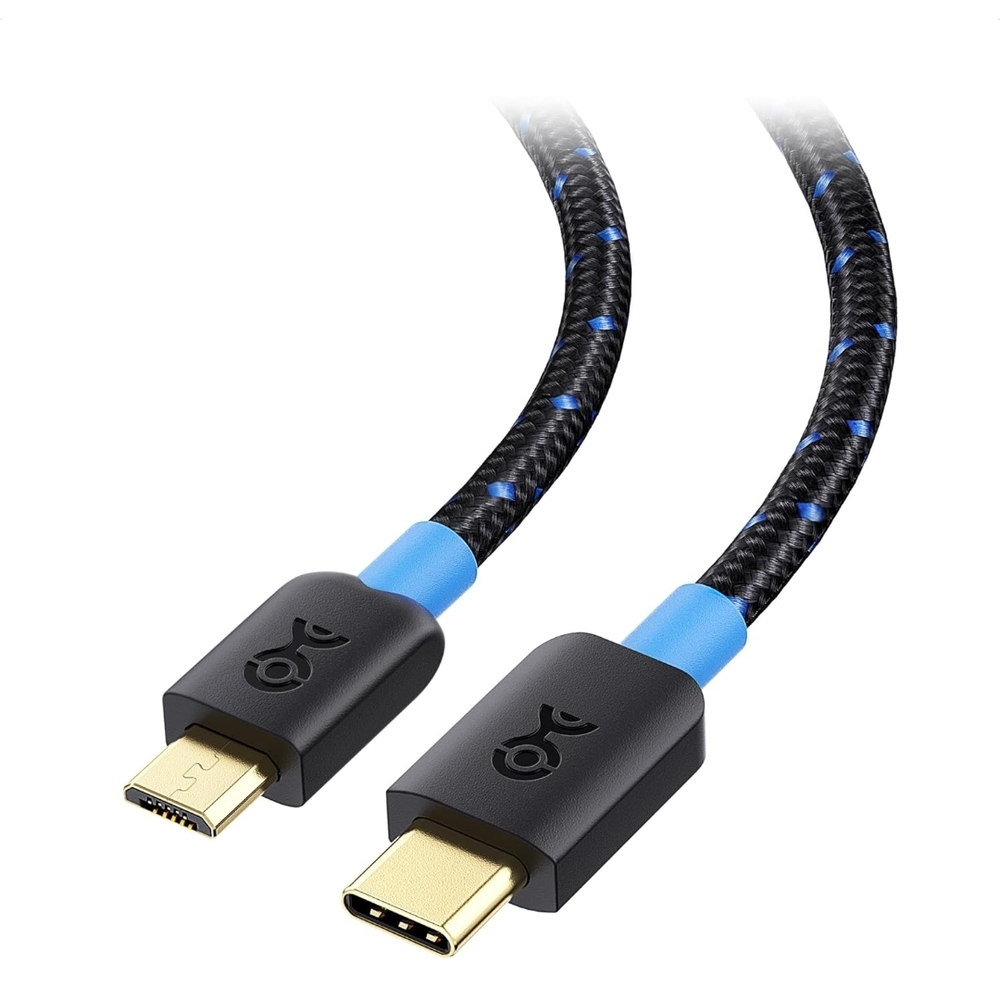 Black and Blue USB-C to Micro USB Cable